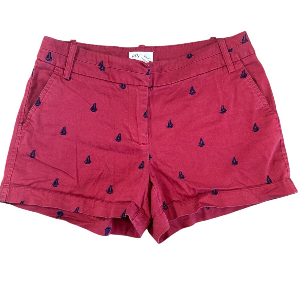 Telluride red with navy blue embroidered sailboat‎ shorts Sz 2